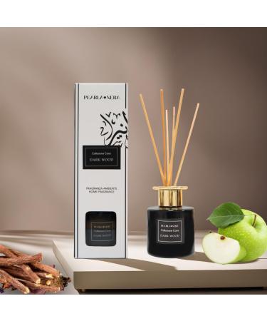 Reed Diffuser for Home Scented Oil Diffuser100ml with Sticks Set by Pearla Nera Dark Wood- Aromatherapy Long Lasting Air Freshener- Woody Fruity Amber