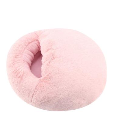 NATUDECO Electrically heated foot warmer USB rabbit fur heating pillows Electric foot pillow slippers shoes for men women winter office home use (pink)