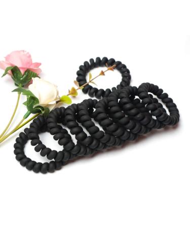 Spiral Hair Ties Black - 10 Pcs Matte Phone Cord Hair Coils for Women - Traceless Elastic Coil Hair Ties - Waterproof & No Crease - Buy Online on GoSupps.com