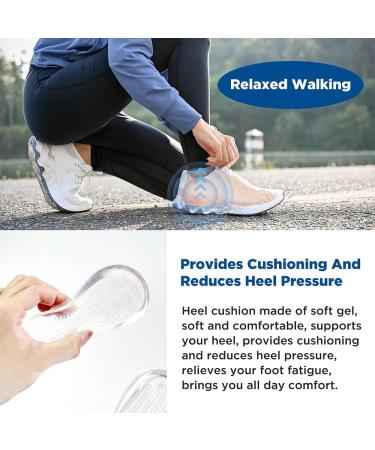 Heel Cushions for Pain Relief | Gel Inserts for Achilles Tendonitis & Heel Spurs - Support & Cushioning for Men & Women (Clear Large - Buy Online on GoSupps.com