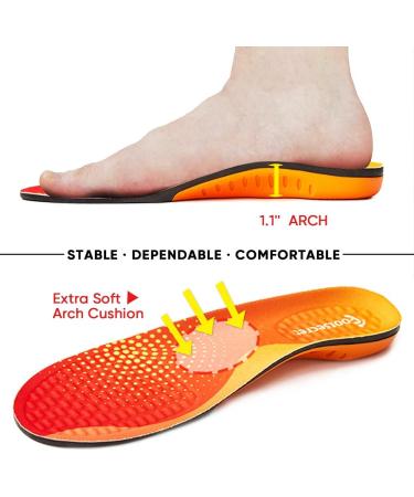 FOOTSECRET Orthotic Insoles for Heel Pain Relief (L Men 9.5-11.5/Women 10.5-12.5, Orange) - Ideal for Long Time Standing - Buy Online on GoSupps.com