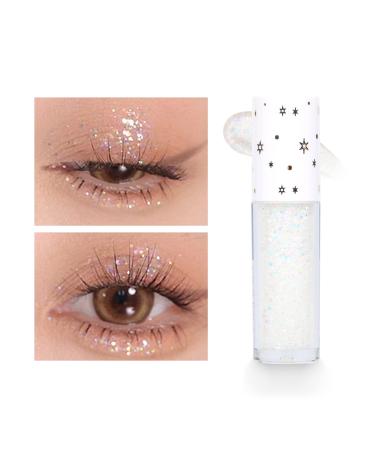 LANFLOWER Liquid Glitter Eyeshadow  Pigmented  Easy to Apply  Quick Drying  Long Lasting  Loose Glitter Glue for Eye Crystals Makeup (01 Bright Diamond)