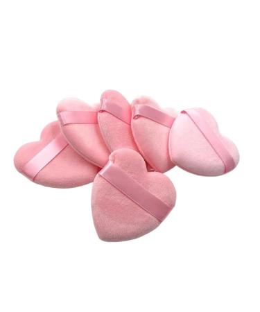 SBTRKT 6 Pieces Reusable Velvet Powder Sponge Heart-Shaped Face Makeup Sponge Cosmetic Soft Cotton Washable for Face (Colour: Pink)