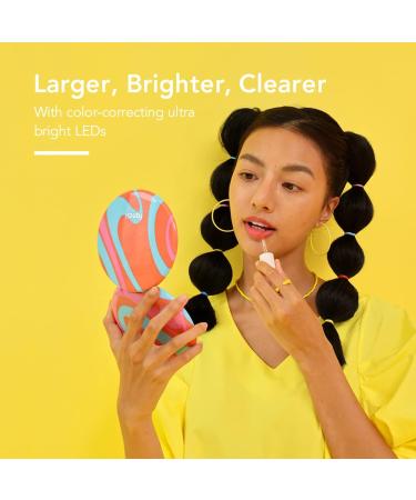 Fancii LED Lighted Travel Makeup Mirror with 10x/1x Magnification - Rechargeable, 3 Light Settings, Compact & Portable Hand Mirror for Handbag - Taylor (Groovy Vibes) - Buy Online on GoSupps.com