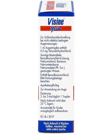 Buy Johnson & Johnson VISINE Yxin 0.5 mg/ml Eye Drops 15 ml - Fast International Shipping - Relieve Red Eyes - Buy Online on GoSupps.com