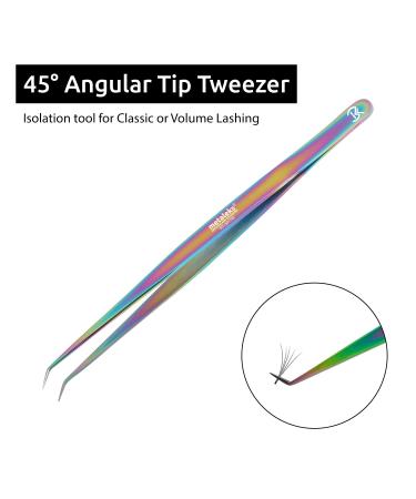 14cm Metaleks Eyelash Extension Tweezers - Japanese Stainless Steel, Multi Titanium Coating, 45 Angular Tip - 14CM - Buy Online on GoSupps.com