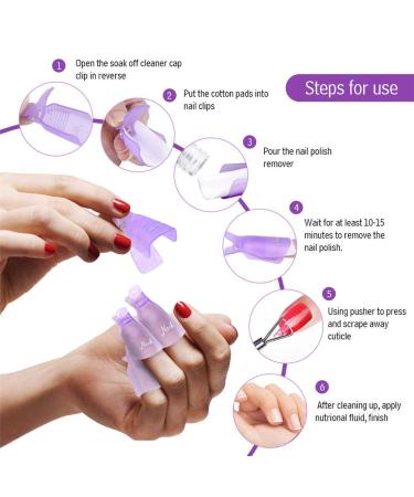 IME Nail Polish Remover Clips Set - 10 Pcs Purple Soak Off Gel Cap for UV Manicure & Acrylic Nails | Nail Art Tools - Buy Online on GoSupps.com