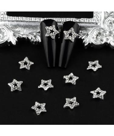 10pcs Crystal Alloy Star Nail Charms Rhinestones - 3D Stars Nail Art Gems in Silver - Women's Nail Accessories - Buy Online on GoSupps.com