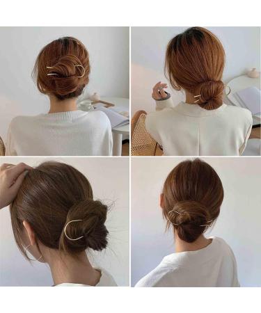 Inateannal U Shape Hairpin Metal Hair Fork Vintage Hair Sticks Gold Hair Fork Updo Hair Clip Minimalist U Shaped Hair Stick Accessories for Women and Girls Gifts - Buy Online on GoSupps.com