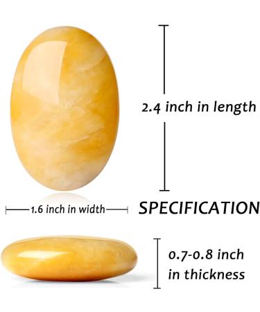 Xiannvxi 2.4 Natural Yellow Jade Worry Stone - Polished Oval Gem for Massage & Reiki Healing | Buy Crystals Online - Buy Online on GoSupps.com