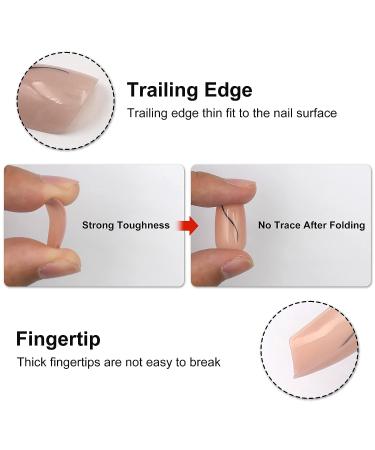 Bellelfin 5 Set Nude French Design Press on Nails - 120pcs Medium Square Short Round Fake Nails for Women and Girls - Buy Online on GoSupps.com