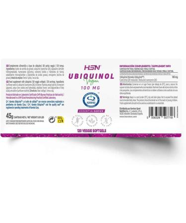 HSN Ubiquinol | 100mg | Reduced form of coenzyme Q10 | Increased bioavailability | Non-GMO vegan gluten-free lactose-free | 120 vegetable pearls - Buy Online on GoSupps.com