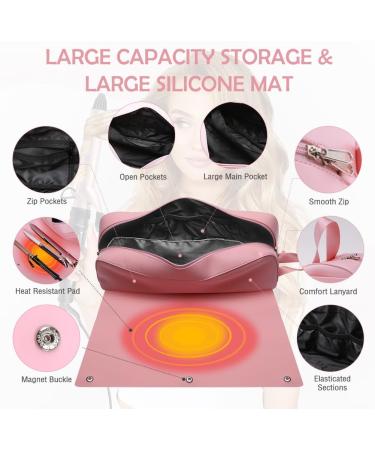 2 in 1 Hair Tools Travel Bag - Heat Resistant Silicone Mat for Flat Irons Curling Irons & Hair Dryers - Oversize Portable Styling Essentials for Women - Buy Online on GoSupps.com
