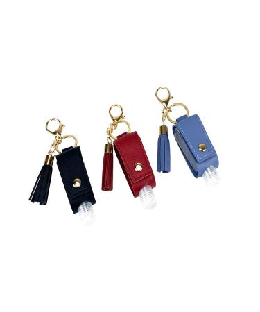 goldblue Hand Sanitizer Holder Pu Leather Hand Sanitizer Holder Keychain Accessories Portable Empty Travel Bottle Keychain 1 oz/30 ml Small Squeeze Bottle Refillable Containers
