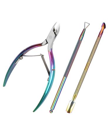Cuticle Nippers and Cuticle Pusher Manicure Tools Set 3PCS Cuticle Trimmer Nail Cuticle Remover Cutter Clippers Tool for Gel Nail Art Fingernails Toenails 3PCS Manicure Tools