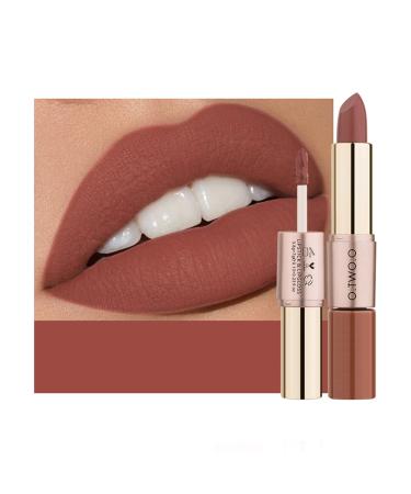 KUAILEGO ROSE GOLD 2 In 1 Matte Lipstick & Liquid Lipstick  Matte Finish  Nude  Full Color Lipstick  Long Lasting Waterproof Velvet Lip Gloss (02)