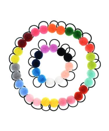 40 Pcs (20 Pairs) Pom Balls Elastic Hair Ties for Girls' Ponyatil Holder Accessories (Assorted Color) 40 Hair ropes