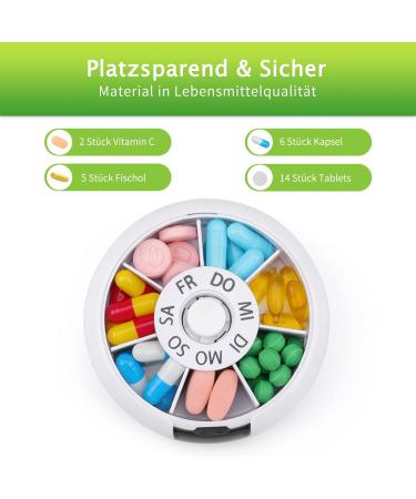 Buy Opret 7-Day Small German Pill Box - Compact Weekly Medication Organizer for Travel | Small Black 9x9cm - Buy Online on GoSupps.com