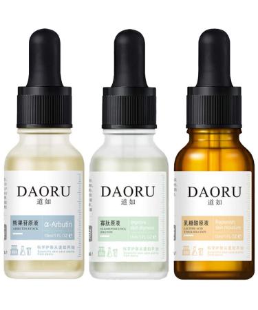 DAORU Stock Solution Essence Serum -Arbutin Oligopeptide Lactose Acid Vitamin C (Set for 3 Pack)