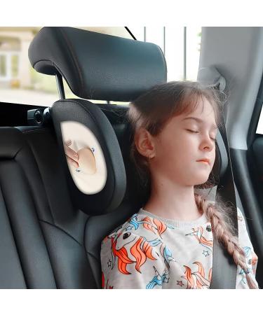 URAQT Car Seat Headrest Pillow 180 Adjustable Car Travel Headrest Pillow Elastic Carbon Fiber Head Support Head Restraints Car Headrest Pillow for Protect Children and Adults Neck (Black)