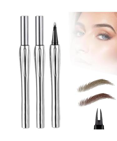 Cooklesa Eyebrow Cooklesa 2024 Upgraded Natural Waterproof Eyebrow Pen with Microfine Tip Two-Pronged Eyebrow Pencil 3D Long-Lasting Natural Waterproof Microblading Eyebrow Pen Makeup (2pcs-a)
