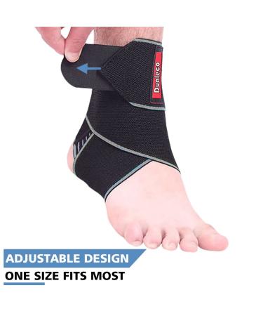 Dualeco Adjustable Ankle Support Brace - Compression Strap for Sprained Ankle, Ligament Damage, Achilles Tendon - Grey, 1 Pair - Buy Online on GoSupps.com