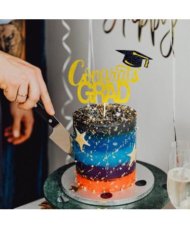 GotGala Congrats Grad Cake Topper Gold Glitter Graduation Cake Topper for 2022 Graduation Grad Party Decorations Supplies - Buy Online on GoSupps.com