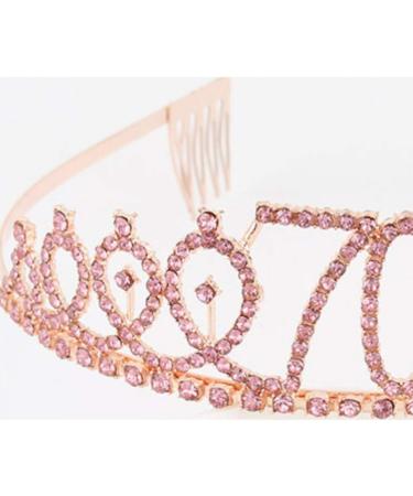 Minkissy Birthday Crown 70th Rhinestone Birthday Tiara with Comb Crystal Princess Tiara Headband for Birthday Party(Rose Gold) - Buy Online on GoSupps.com