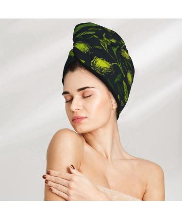 Green Branch Olive Microfiber Hair Towel | Super Absorbent Quick Dry Wrap for Long & Curly Hair Coral Velvet - Buy Online on GoSupps.com