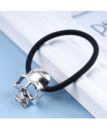 Aneneiceera Gothic Skull Hair Tie Viking Skull Hair Band Rope Black Ponytail Holder Black Rope Hair Ties Scrunchies Punk Ponytail Holder Skeleton Hair Accessories Jewelry for Women and Girls (Silver) - Buy Online on GoSupps.com