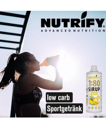 Nutrify Vital Fitness Drink 1:80 Syrup - Pineapple Beverage Concentrate with Vitamins & L-Carnitine Sugar-Free Low-Calorie - Makes 80 Liters - 1000ml Pack - Buy Online on GoSupps.com