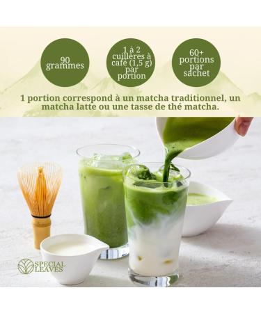 Th Matcha Japonais en Poudre - 90 g - 100% Naturel Finement Moulu - Pour Th & Matcha Latte - Sans Additifs - Qualit Premium Inspir e de la Tradition Japonaise - Th Vert par Special Leaves - Buy Online on GoSupps.com
