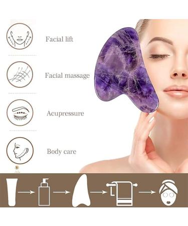BEEAR Jade Gua Sha Facial Tool - Natural Amethyst Guasha Stone Facial Tool with Gift Box for Face Massager Skin Tightening and Muscles Relaxing 100% Authentic (Purple) - Buy Online on GoSupps.com