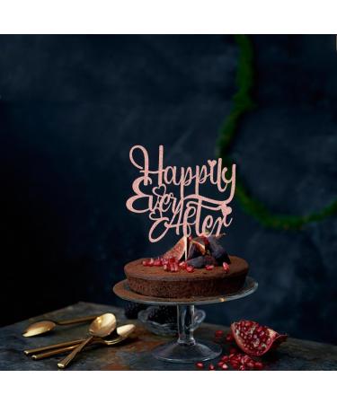 Crseniny Happily Ever After Cake Topper Wedding Anniversary Cake Topper for Wedding Engagement Bridal Shower Bachelorette Party Vow Renewal Anniversary Party Decoration Supplies (Rose Gold Glitter) - Buy Online on GoSupps.com