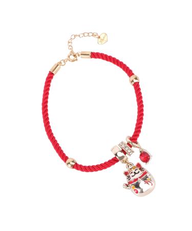 TEHAUX 2 Pcs Red String Bracelet Abundance Red Bracelet Lucky Rope Strap Red Rope Bangle Chinese Red Bracelet Knitting Gift New Year Gift Womens Gifts Year of Birth Alloy Jewelry Student