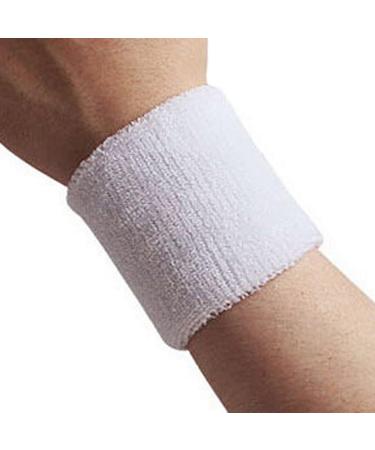 Colorful Cotton Sport Wristbands for Men and Women - Set of 3 Neon Athletic Terry Cloth Sweatbands - Ideal for Tennis, Basketball, Running, Gym - White (1 Pair) - Buy Online on GoSupps.com