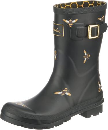 Joules Women's Molly Welly Rain Boot 9 Black Multi Bees