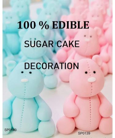 Pink Bear Cake Topper 100% EDIBLE Birthday Decoration For Girl (Hight-6cm) - Buy Online on GoSupps.com