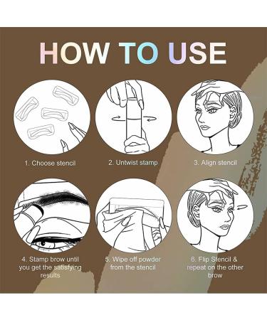 Eyebrow Stamp Eyebrow Stamp Eyebrow Stencil 12 Sets Reusable Eyebrow Stencils 2 Eyebrow Pencil Brushes Waterproof Eyebrow Powder Set Dark Brown - Buy Online on GoSupps.com