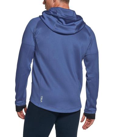 TSLA Men's Full Zip Hoodie Jacket - Lightweight Performance Training Jacket - Dusty Blue - Size Medium - Buy Online on GoSupps.com