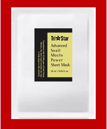 Tristar Advanced Snail Mucin Power Sheet Mask 25ml Hydrates Skin Alleviates Skin Redness Irritation inflammation. Antioxidant and Anti-Aging Properties. All Natural. 1 Count.