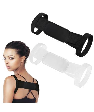 TOYMIS 2pcs Posture Corrector Back Brace Breathable Upper Back Posture Support Adjustable Back Straightener Posture Corrector for Men Women Relieve Fatigue (Black White)