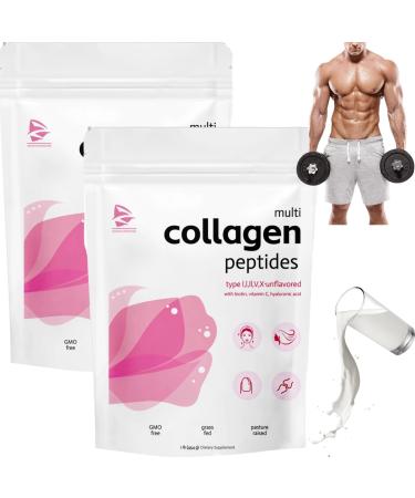 Multi Collagen Protein Powder Multi Collagen Peptides Types I Ii Iii V X-With Hyaluronic Acid Biotin & Vitamin C Hydrolyzed Collagen Powder Non Gmo For Women&Men Unflavored (2pcs)
