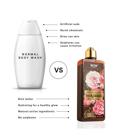 WOW Skin Science Moroccan Rose Otto Body Wash - Hydrating Cleanser for Soft, Healthy Skin - Sulfate & Paraben Free - 250 mL - Buy Online on GoSupps.com