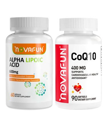 Novafun ALA & CoQ10 Capsules 2-Pack Bundle Supports Advanced Antioxidant Action & Cellular Energy for Adults
