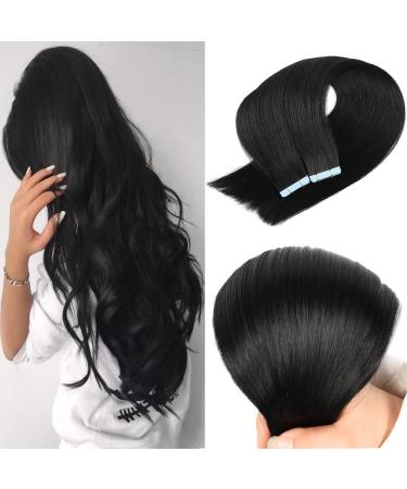 Anihiho Tape in Hair Extensions Human Hair Straight Hair Extensions Tape in Real Human Hair Tape in Hair Extensions for Women (16Inch 50g , Jet Black) 16 Inch 50g Jet Black