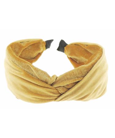 Womens Luxury Velvet Twist Knotted Turban Vintage Boho Wide Winter Evening Wedding Party Bridal Christmas Birthday Bridesmaid Headband Alice Band Hair Accessories Hairband Gift Idea (Gold)