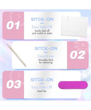 KXAMELIE Glossy Pink Swirl Design Short Square Coffin Press On Nails - 24 Pieces - Buy Online on GoSupps.com