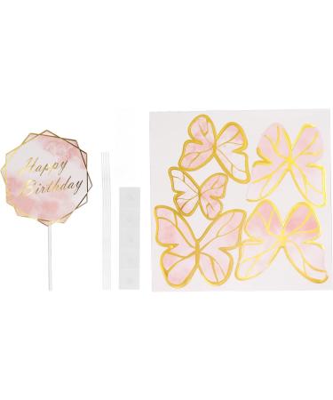Natudeco 5 Packs Butterfly Cupcake Toppers 3D Gold Pink Butterfly Cake Decorations for Baby Shower Wedding Anniversary Birthday Cake Insert for Decor - Buy Online on GoSupps.com