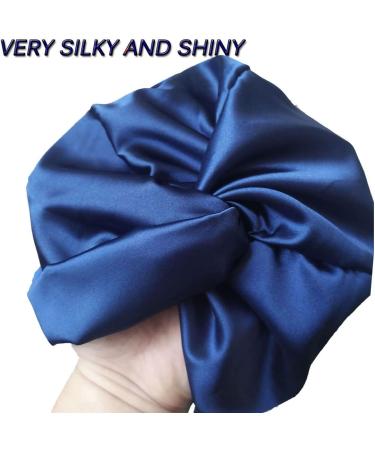 Silk Hair Bonnet for Women - Double Layer Soft Night Cap for Sleeping and Hair Care | Navy, One Size - Buy Online on GoSupps.com